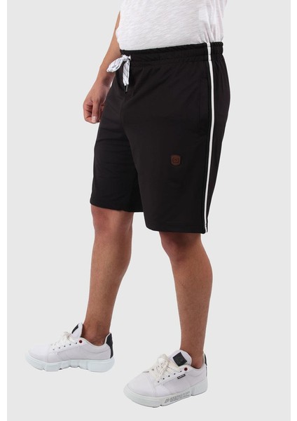 Yanı Şeritli Cepli Regular Fit Şort Siyah (E19-02601)