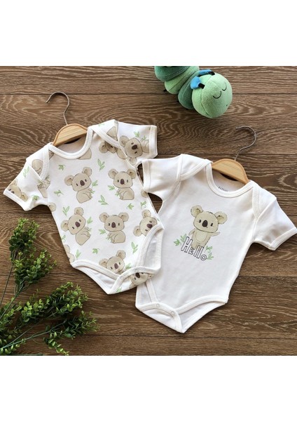 Penye 2'li Kısa Kollu Body Koala Desen