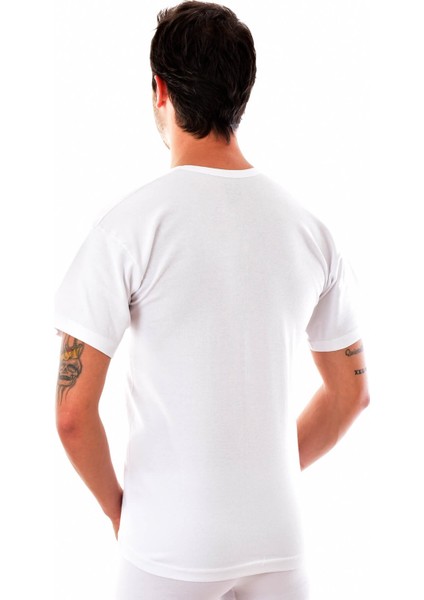 6 Adet 0104 Beyaz Yarım Kol Ribana Fanila Beyaz modelleri