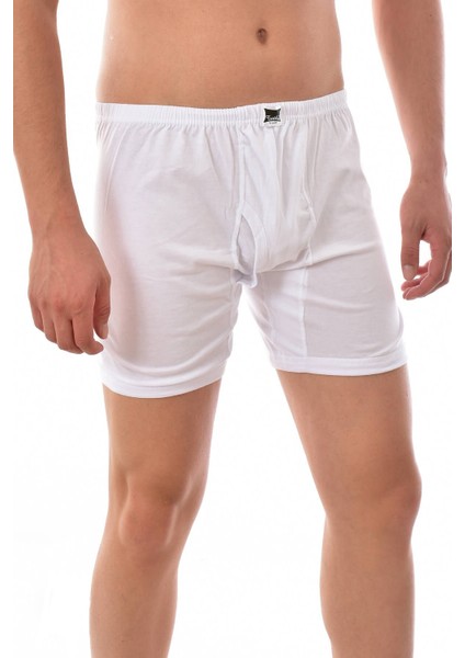 6 Adet 0110 Erkek Paçalı Boxer Beyaz Beyaz