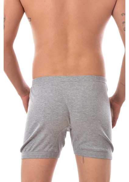 3 Adet 0111 Erkek Paçalı Boxer Gri Gri