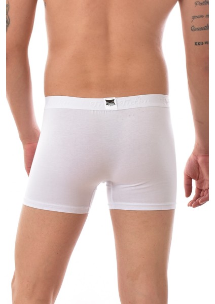 3 Adet 0114 Erkek Likralı Elastan Boxer Beyaz