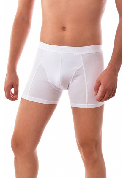 3 Adet 0114 Erkek Likralı Elastan Boxer Beyaz