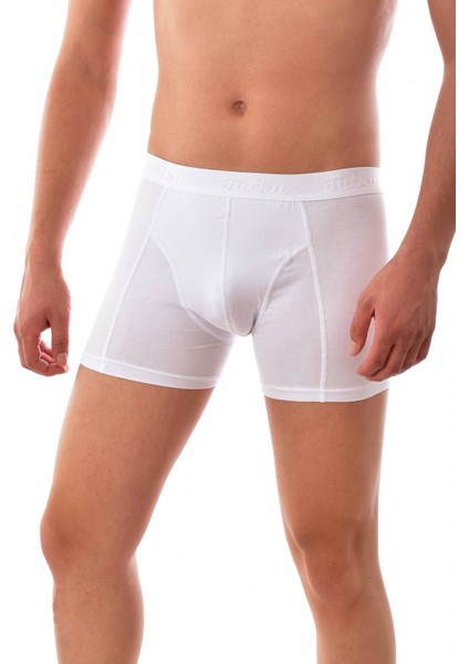 6 Adet Erkek 0114 Likralı Elasthan Boxer Beyaz