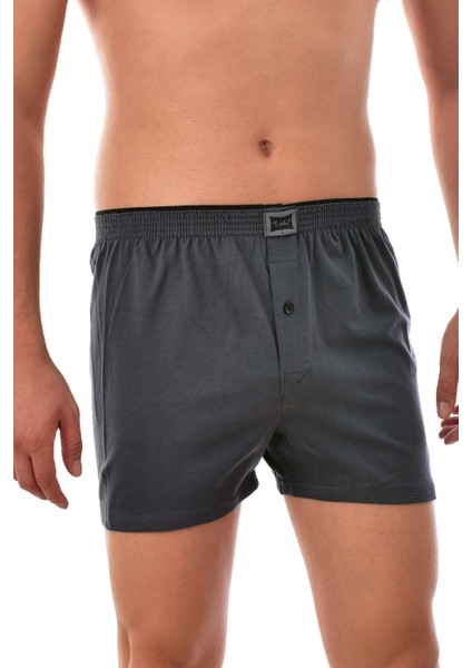 3 Adet 0117 Pamuklu Düğmeli Erkek Boxer Füme