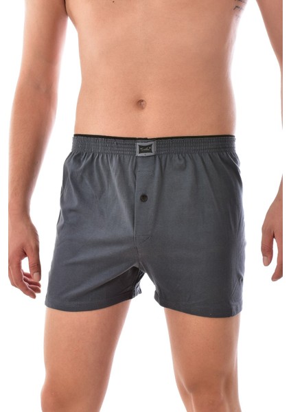 3 Adet 0117 Pamuklu Düğmeli Erkek Boxer Füme