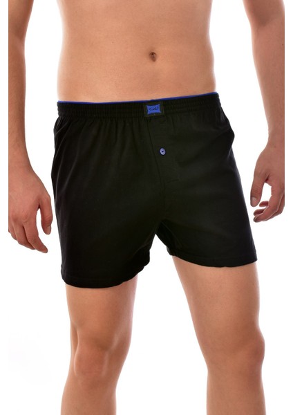 3 Adet 0117 Pamuklu Düğmeli Erkek Boxer Siyah
