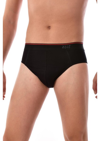 12 Adet 1351 Likralı Kemerli Elasthan Erkek Slip Siyah