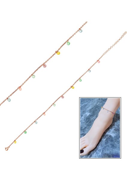 Kübik Kesim Mix Taşlı Rose Halhal