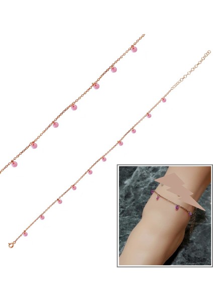 Pembe Taşlı Rose Halhal