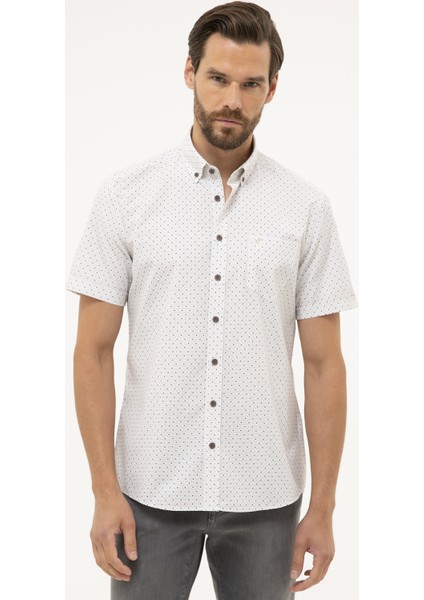 Erkek Beyaz Regular Fit Kısa Kollu Gömlek 50227446-VR013