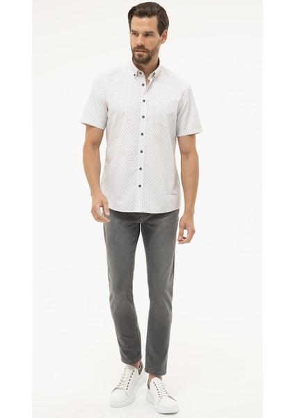 Erkek Beyaz Regular Fit Kısa Kollu Gömlek 50227446-VR013