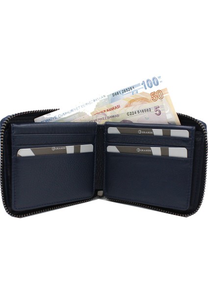 1579 Deri Fermuarlı Erkek Cüzdan Kartlık Lacivert fiyatları