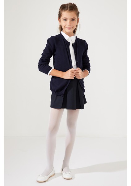 Kız Çocuk Okula Dönüş Bisiklet Yaka Düğmeli Triko Hırka N8407A620AU fiyatları