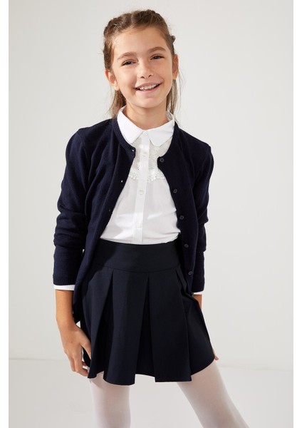 Kız Çocuk Okula Dönüş Bisiklet Yaka Düğmeli Triko Hırka N8407A620AU modelleri