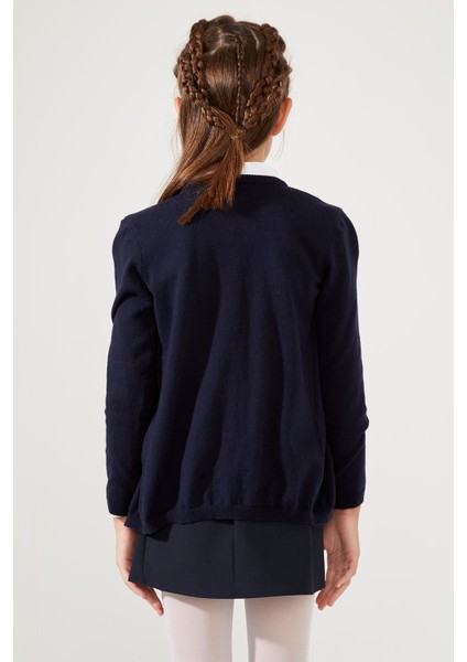 Kız Çocuk Okula Dönüş Bisiklet Yaka Düğmeli Triko Hırka N8407A620AU fırsatları