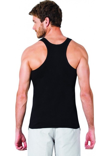 Erkek Siyah 6'lı Paket Pamuklu Ribana Sporcu Atleti