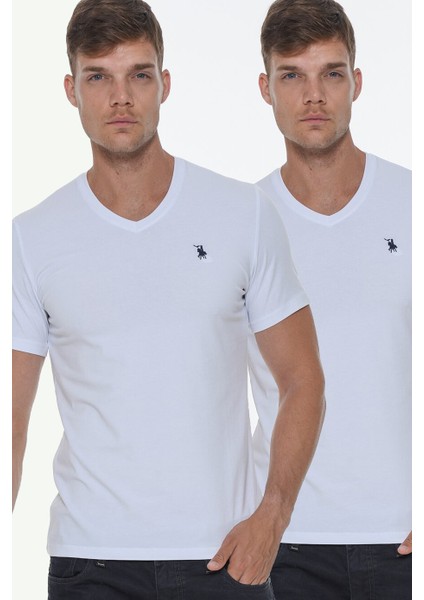 İkili Set T8568 V Yaka Erkek T-Shirt