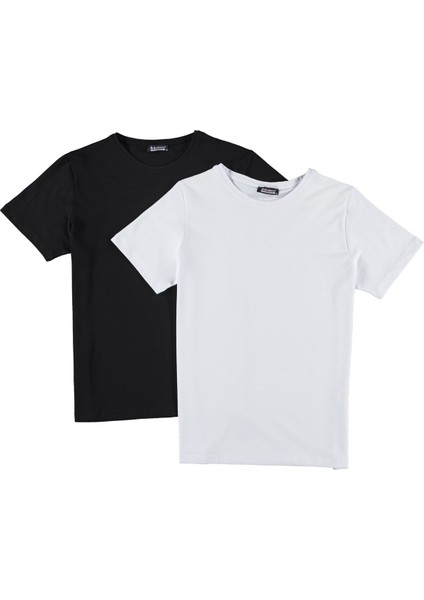 İkili Set T8569 Bisiklet Yaka Erkek T-Shirt-Beyaz-Siyah fırsatları