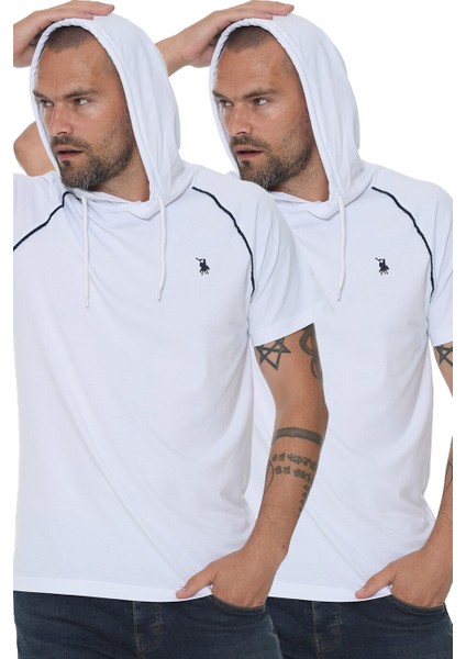 İkili Set T8570 Kapüşonlu Erkek T-Shirt