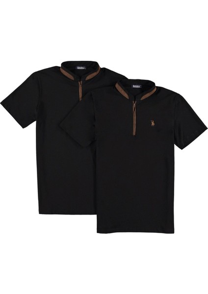 İkili Set T8571 Fermuarlı Erkek T-Shirt modelleri