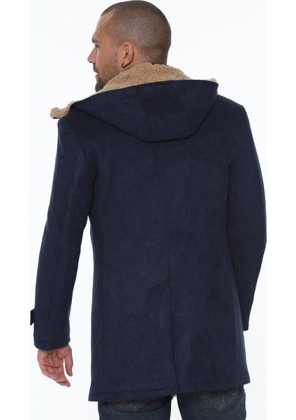 Plt8399 Süet Görünümlü Erkek Palto-Lacivert