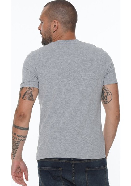 T8568 V Yaka Erkek T-Shirt-Gri fiyatları