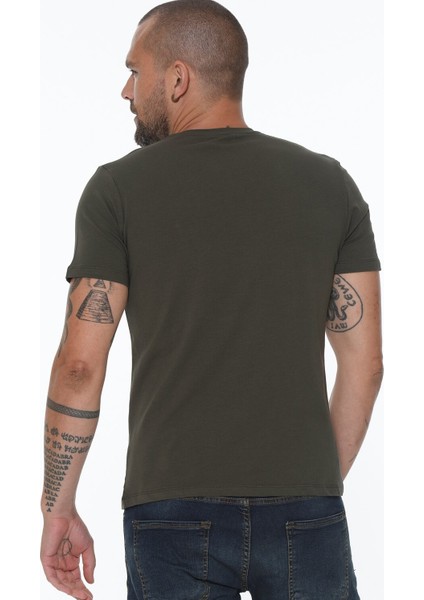 T8568 V Yaka Erkek T-Shirt-Haki fiyatları