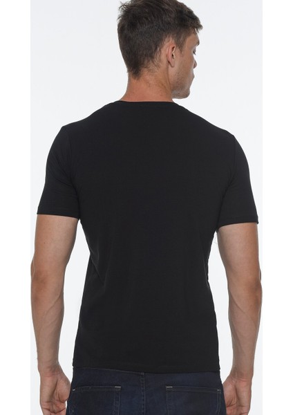 T8568 V Yaka Erkek T-Shirt-Siyah fiyatları
