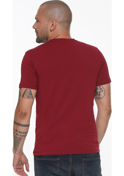 T8569 Bisiklet Yaka Erkek T-Shirt-Bordo fiyatları
