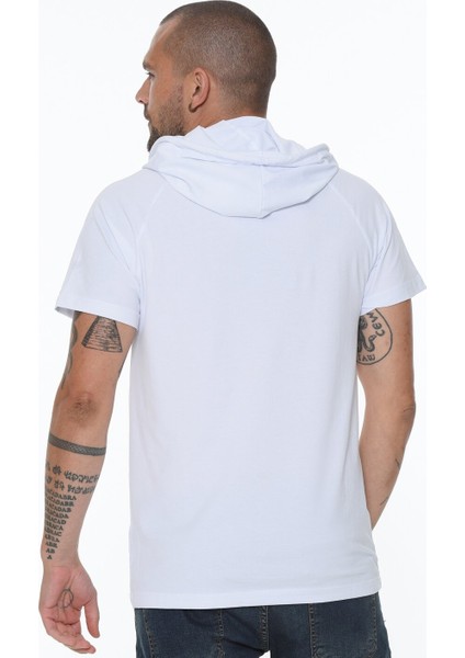 T8570 Kapüşonlu Erkek T-Shirt-Beyaz fiyatları