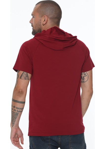 T8570 Kapüşonlu Erkek T-Shirt-Bordo fiyatları
