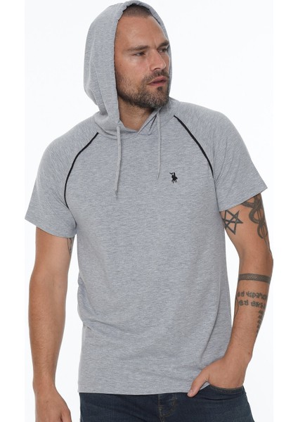 T8570 Kapüşonlu Erkek T-Shirt-Gri