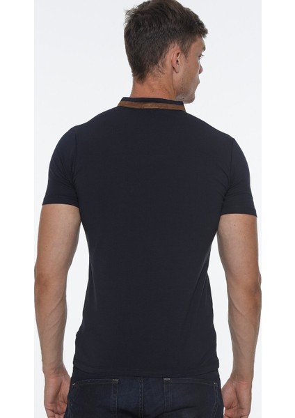 T8571 Fermuarlı Erkek T-Shirt-Lacivert fiyatları