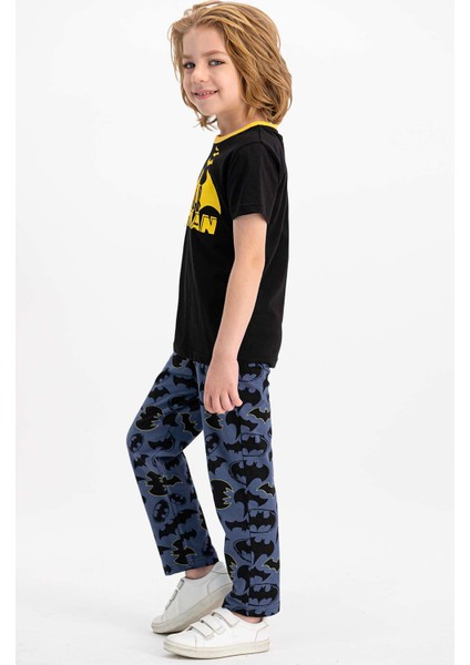 Lisanslı Siyah Kısa Kollu Erkek Çocuk Pijama Takımı
