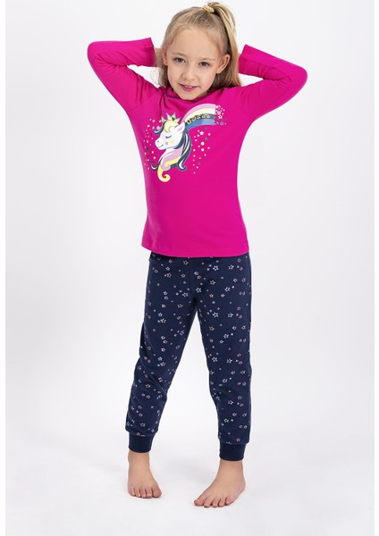 Fuşya Lisanslı Kız Çocuk Pijama Takımı