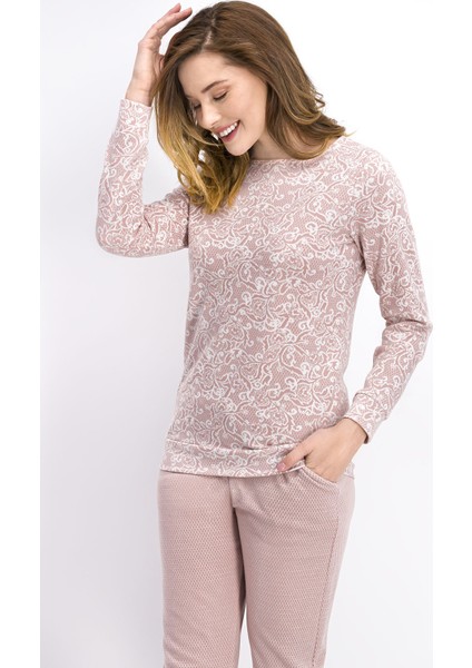 Pembe Lace Kadın Pijama Takımı