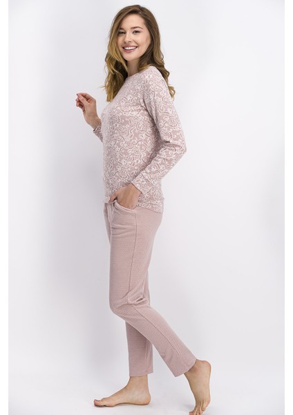 Pembe Lace Kadın Pijama Takımı