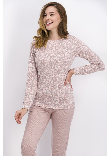 Pembe Lace Kadın Pijama Takımı