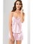 Işlemeli Ip Askılı Kadın Şortlu Pijama Takımı 0025 1