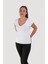 Si̇sters2hc Basic V Yaka Viskon Merserize Kumaşlı T-Shirt 4