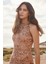 Rose Gold Halter Yaka Payetli Uzun Dar Kesim Abiye 3