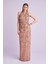 Rose Gold Halter Yaka Payetli Uzun Büyük Beden Abiye 1