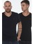 İkili Set T8568 V Yaka Erkek T-Shirt-Lacivert - Siyah 1