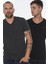 İkili Set T8568 V Yaka Erkek T-Shirt-Siyah-Antrasit 1