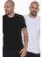 İkili Set T8569 Bisiklet Yaka Erkek T-Shirt-Beyaz-Siyah 1
