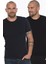 İkili Set T8569 Bisiklet Yaka Erkek T-Shirt-Lacivert - Siyah 1
