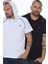 İkili Set T8570 Kapüşonlu Erkek T-Shirt-Beyaz - Lacivert 1