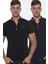 İkili Set T8571 Fermuarlı Erkek T-Shirt-Lacivert - Siyah 1