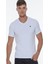 T8568 V Yaka Erkek T-Shirt-Beyaz 1